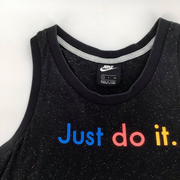 Nike Sportswear Just Do It Neon Rainbow Speckle Splatter Tank Top Size Small - Picture 2 of 8